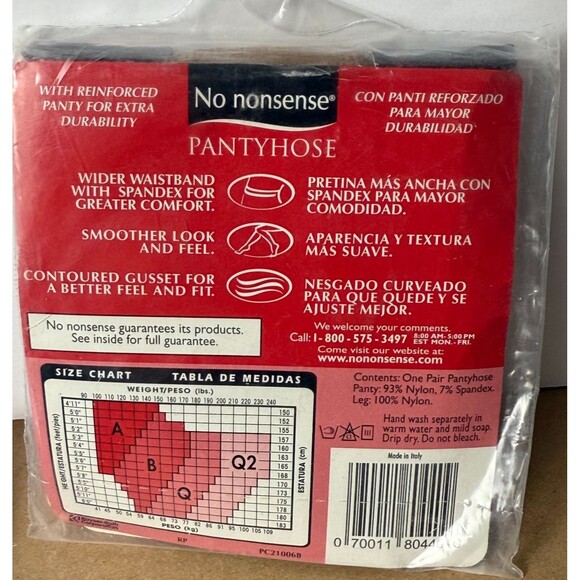 No Nonsense Regular Nylon Pantyhose Q2 Tan Reinforced Toe Panty Made in USA NIP - Picture 2 of 2